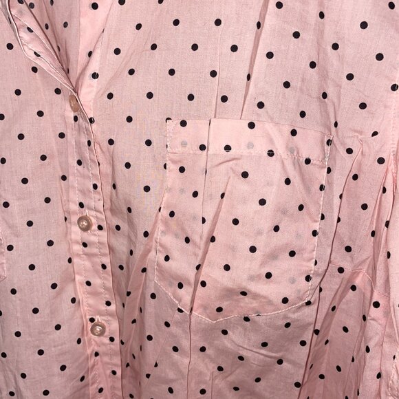 Pink Talbots Polka Dot Button-Up Blouse With Rolled Sleeves L - Picture 2 of 3